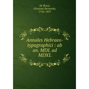  Annales Hebraeo typographici  ab an. MDI. ad MDXL 