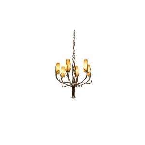   CALC Napa 6 Light Chandelier, Golden Wheat Finish with Calcite Shade