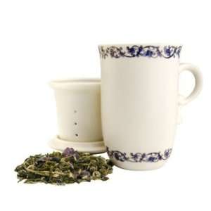 Teavana Blue Gold Filigree Tea Mug with Infuser