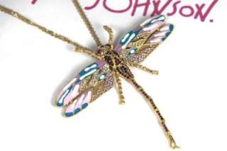 BETSEY JOHNSON LARGE DRAGONFLY PENDANT CRYSTAL NECKLACE  