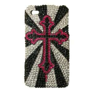   Pink & Black Cross Jewel Case for iPhone 4G Cell Phones & Accessories