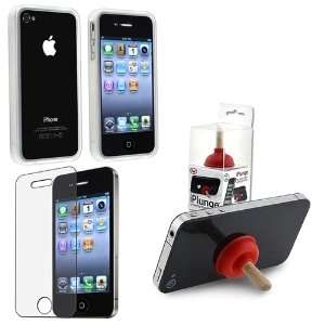 ® iPhone® iPod® Stand + Clear White Bumper TPU Rubber Skin Case 