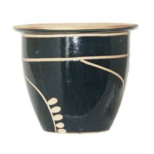  7 Diameter Ipoh Pot Stoneware Flower Pot   Tan Blue 