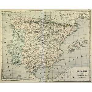  Dufour map of Spain and Portugal (1854)