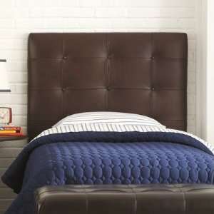   Furniture 890 Series Tufted Leather Upholstered Headboard in Brown