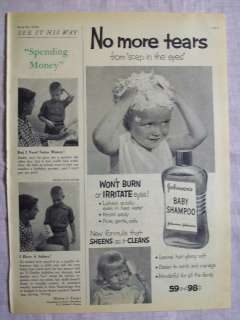 1956 Magazine Advertisement Page Johnsons Baby Shampoo No More Tears 