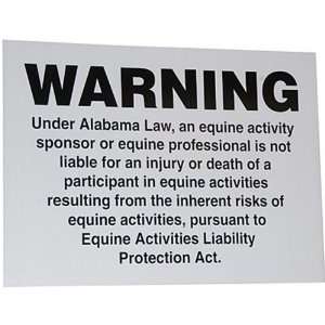  Alabama Equine Liability Warning Sign