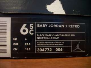 Air Jordan 7 Retro sz 6.5c Raptor Baby Infant Sky Jordan OG Nike 