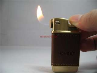 New HONEST Brown Leather Wrapped Cigarette Pipe Flame Lighter LFl8 
