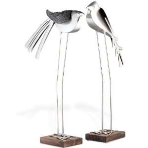  Foreside Long Leg Sparrows with Etched Wings Scuplture 
