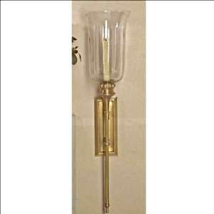     Antique Brass Long Stem Sconce with Lined Glass
