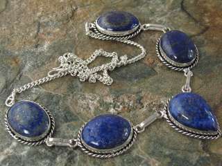 silver necklace ,, 17 in ,, **,, elegant   LAPIS LAZULI **,,  