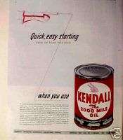 1940 Kendall Motor Oil 2000 Mile Can Art Promo Print AD  