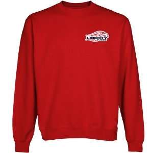 NCAA Liberty Flames Red Logo Applique Crew Neck Fleece Sweatshirt 