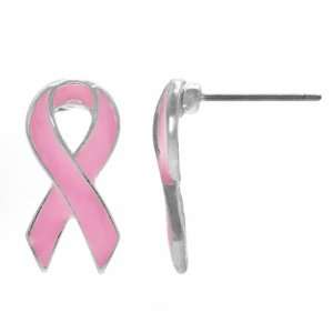 Leisas Breast Cancer Awareness Pink Ribbon Stud Earrings 