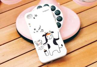 Cow Boy HAPPYMORI Korean white cute case cover for iphone4,4S 