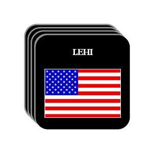  US Flag   Lehi, Utah (UT) Set of 4 Mini Mousepad Coasters 
