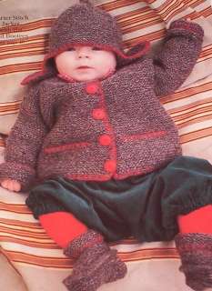 Baby Garter Stitch Jacket Hat Booties Knitting Pattern  