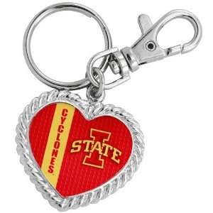  Iowa State Cyclones Silvertone Heart Keychain Sports 