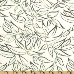  44 Wide Floral Vignettes Leaf Outlines Off White Fabric 