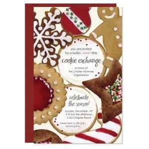  Holiday Cookies Single Panel Blank Invitations with Red 