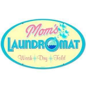  Moms Laundromat Oval Metal Sign
