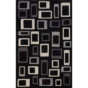  Rug BIG Contemporary CARPET Black 9x12 9x13 geometric squares boxes 
