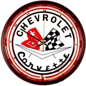 16 Chevy Corvette Flags Neon Clock SS 16064 