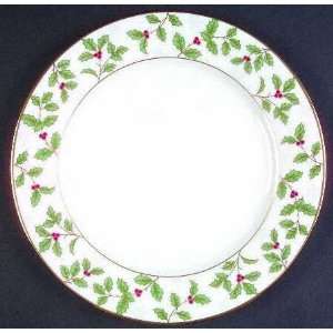   Holly And Berry Gold Salad Plate, Fine China Dinnerware Kitchen