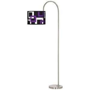   and White Geo Squares Arc Tempo Giclee Floor Lamp