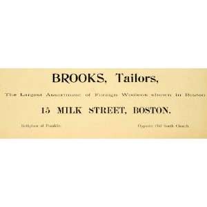  1900 Ad Brooks Tailor 15 Milk Street Boston Birthplace 