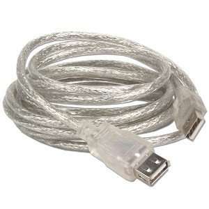  USB 2.0 Clear/Silver 10 Foot A to A Extension Cable (M to 