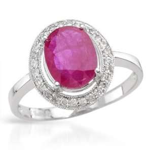 Ring With 2.40ctw Precious Stones   Genuine Diamonds and Ruby Made in 