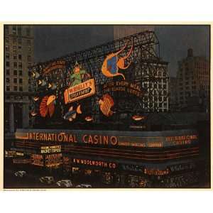  1938 International Casino Times Square Lights NYC Print 