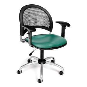  Ofm   Modern Moon Swivel Teal Vinyl Chair With Adjustable 