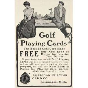  1903 Vintage Ad Golf Playing Cards Golfers Kalamazoo 