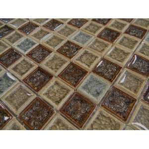  Fossil Crackle Glass Tile Blend 1x1