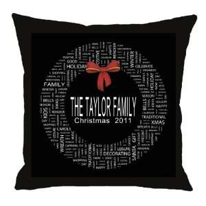    Custom, Personalized Word Wreath Holiday Pillow
