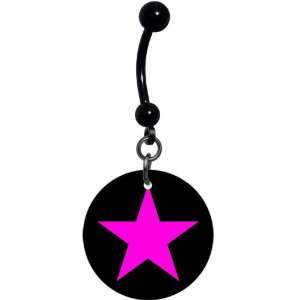 Black Pink Star Belly Ring Jewelry