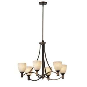 Crescendo Contemporary 6 Light Chandelier with Etruscan Beige Shades