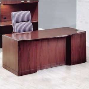   72 W 3/4 Double Pedestal Bow Front Office Desk Finish Mahogany