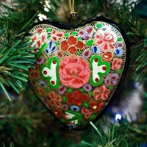 Hearts Ornaments, Christmas Tree Ornaments, Hand Painted Ornament 