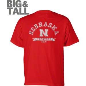  Nebraska Cornhuskers Red Distressed Logo Big & Tall T 