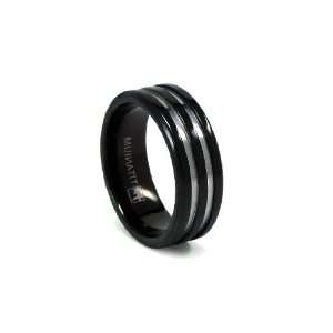  Black PVD Titanium Ring with grooving 8mm Jewelry