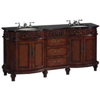   Double Sink Cabinet, BLACK GRANITE, ANTIQUE CHERRY