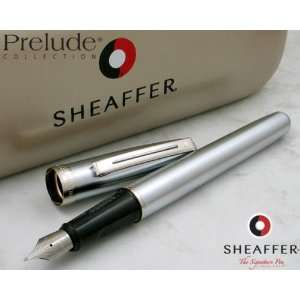 Sheaffer Prelude Brushed Chrome /Nickel Trim Broad Point Fountain Pen 