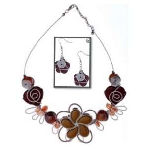  Mad Design Coco Amber & Brown Beaded Flower Wire Wrap 