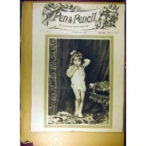  1887 Pen Pencil Cover Girl Caprice 11 Art Drawing Print 