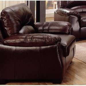  Sofa Chair with Padded Pillow Arms in Dark Brown Leather 