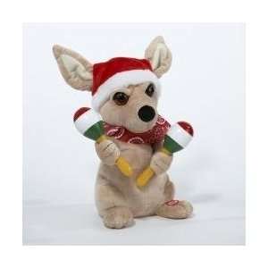    Musical Animated Christmas Chihuahua with Maracas & Santa Claus Hat